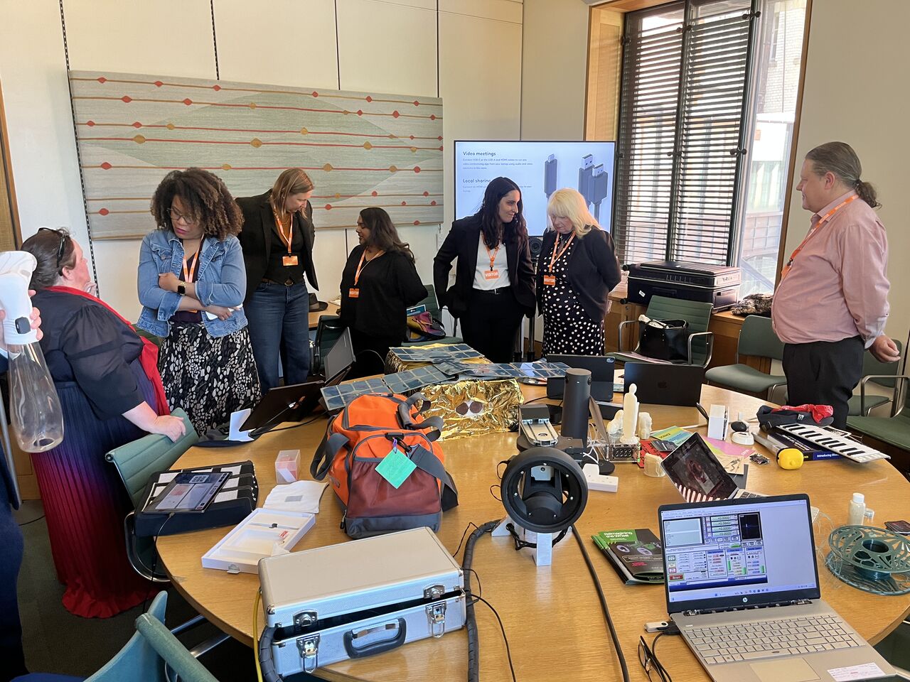 Association for Competitive Technology members demonstrating startup technology at Parliament