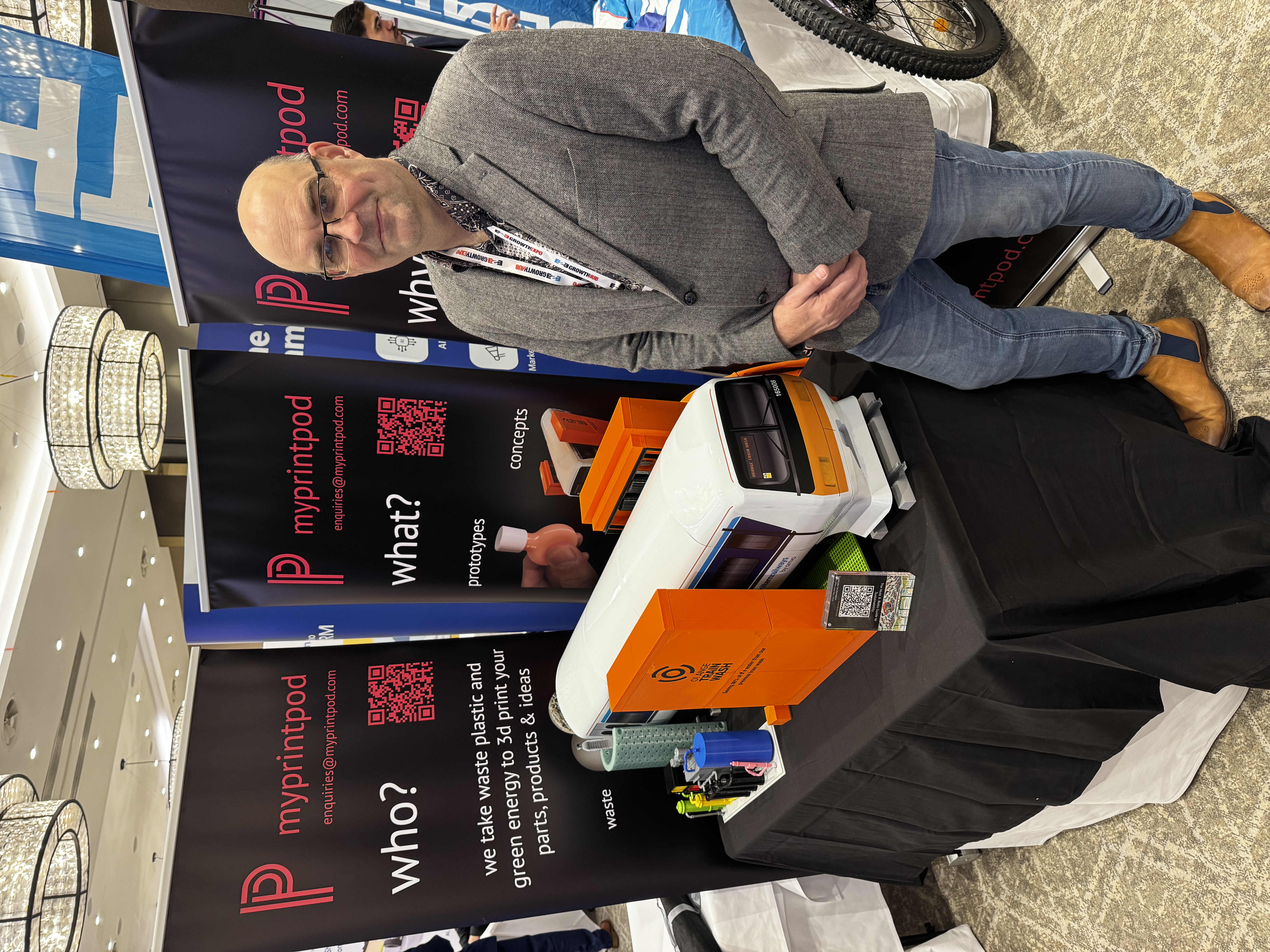 Professor Mike Griffin representing MyPrintPod at an event stand